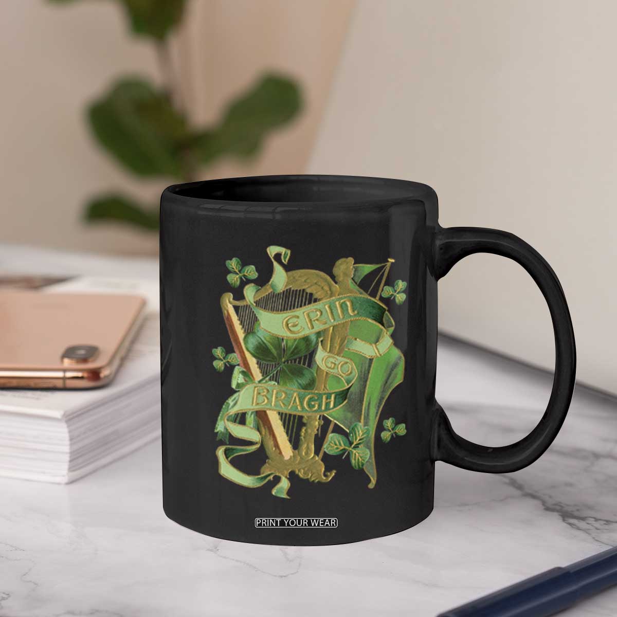 Irish Pride Coffee Mug Erin Go Bragh Harp Shamrock St Patrick's Day TS11 Print Your Wear