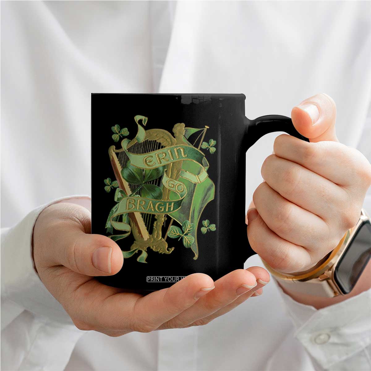 Irish Pride Coffee Mug Erin Go Bragh Harp Shamrock St Patrick's Day TS11 Print Your Wear