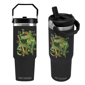 Irish Pride Flip Straw Tumbler Erin Go Bragh Harp Shamrock St Patrick's Day TS11 One Size: 30 oz Black Print Your Wear