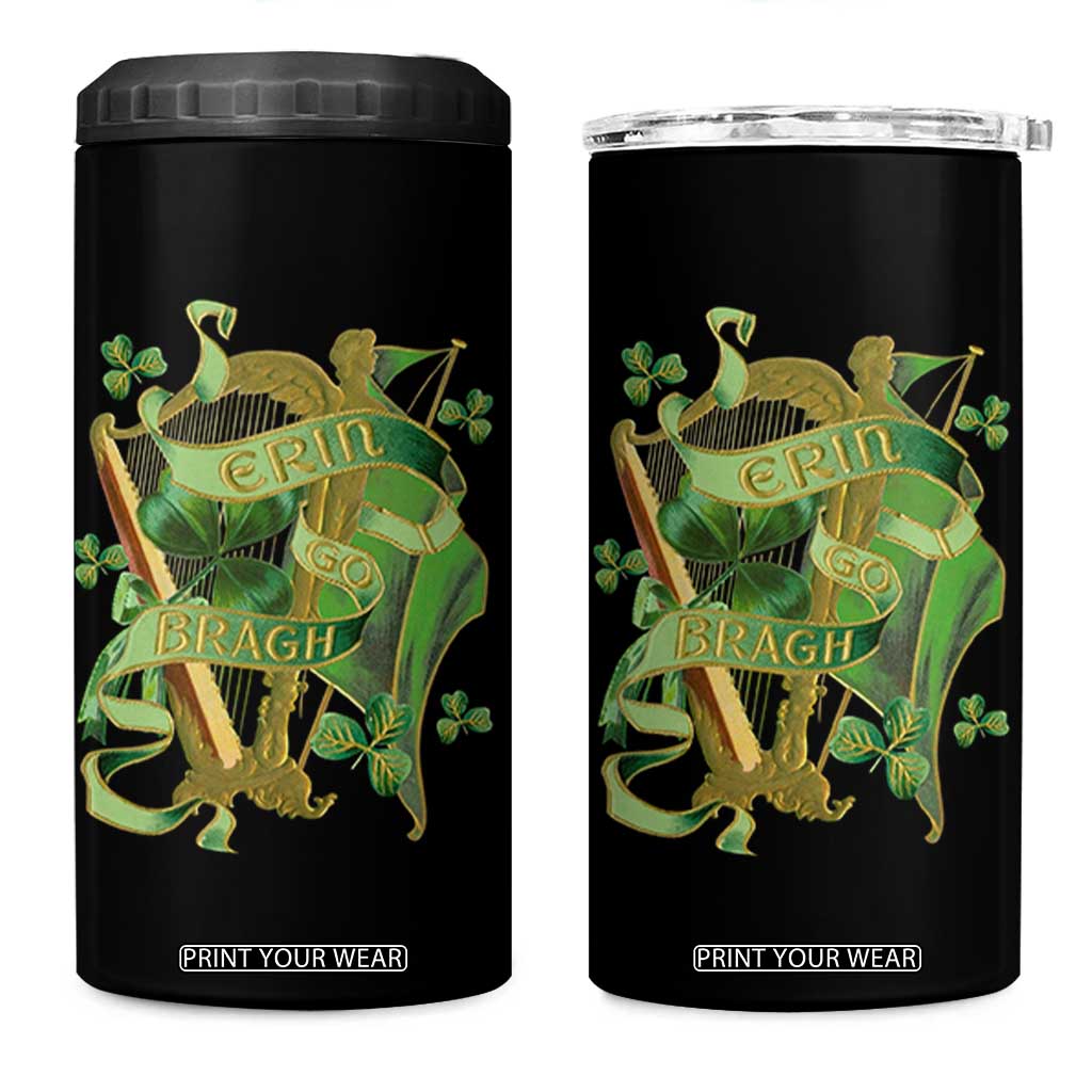 Irish Pride 4 in 1 Can Cooler Tumbler Erin Go Bragh Harp Shamrock St Patrick's Day TS11 One Size: 16 oz Black Print Your Wear