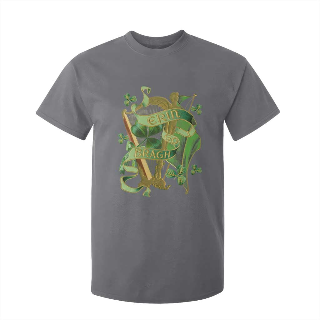 Irish Pride T Shirt For Kid Erin Go Bragh Harp Shamrock St Patrick's Day TS11 Charcoal Print Your Wear