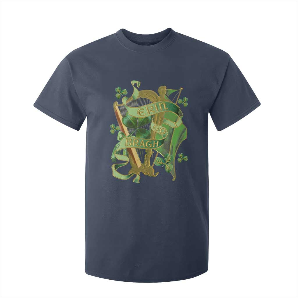 Irish Pride T Shirt For Kid Erin Go Bragh Harp Shamrock St Patrick's Day TS11 Navy Print Your Wear