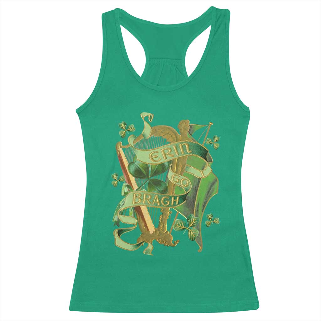 Irish Pride Racerback Tank Top Erin Go Bragh Harp Shamrock St Patrick's Day TS11 Irish Green Print Your Wear