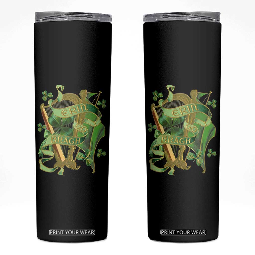 Irish Pride Skinny Tumbler Erin Go Bragh Harp Shamrock St Patrick's Day TS11 Black Print Your Wear