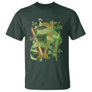 Irish Pride T Shirt Erin Go Bragh Harp Shamrock St Patrick's Day TS11 Dark Forest Green Print Your Wear
