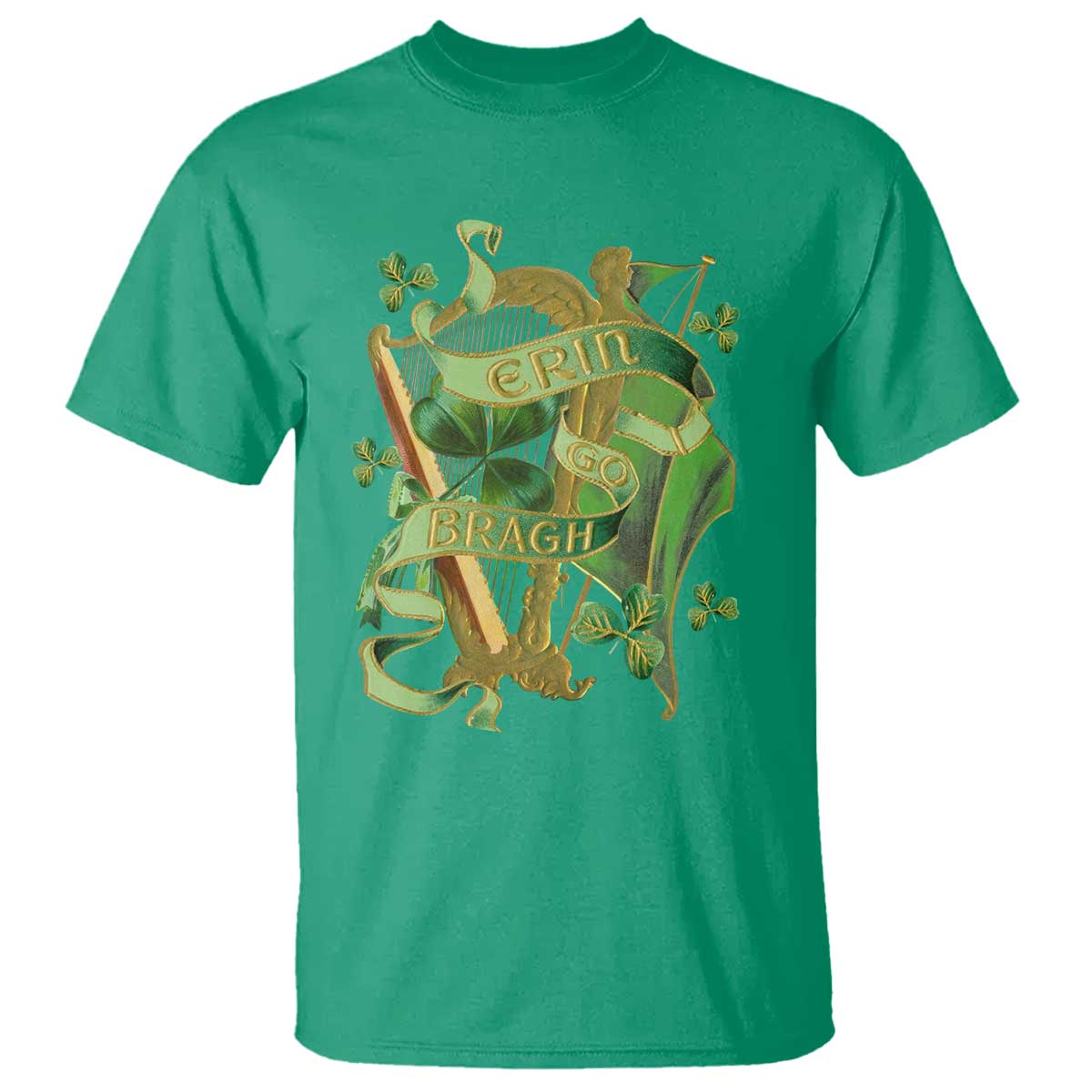 Irish Pride T Shirt Erin Go Bragh Harp Shamrock St Patrick's Day TS11 Irish Green Print Your Wear