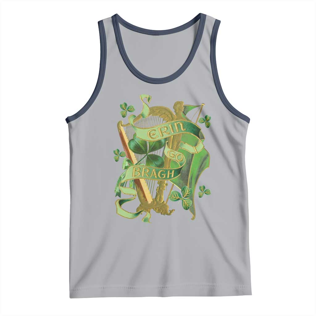 Irish Pride Tank Top Erin Go Bragh Harp Shamrock St Patrick's Day TS11 Athletic Heather Navy Print Your Wear