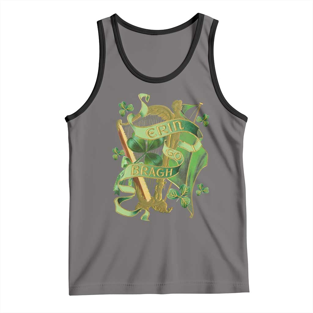 Irish Pride Tank Top Erin Go Bragh Harp Shamrock St Patrick's Day TS11 Deep Heather Black Print Your Wear