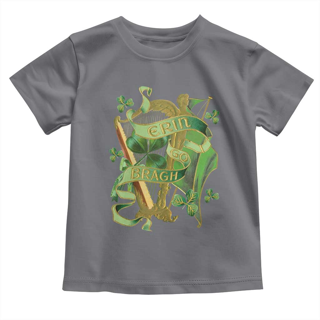 Irish Pride Toddler T Shirt Erin Go Bragh Harp Shamrock St Patrick's Day TS11 Charcoal Print Your Wear