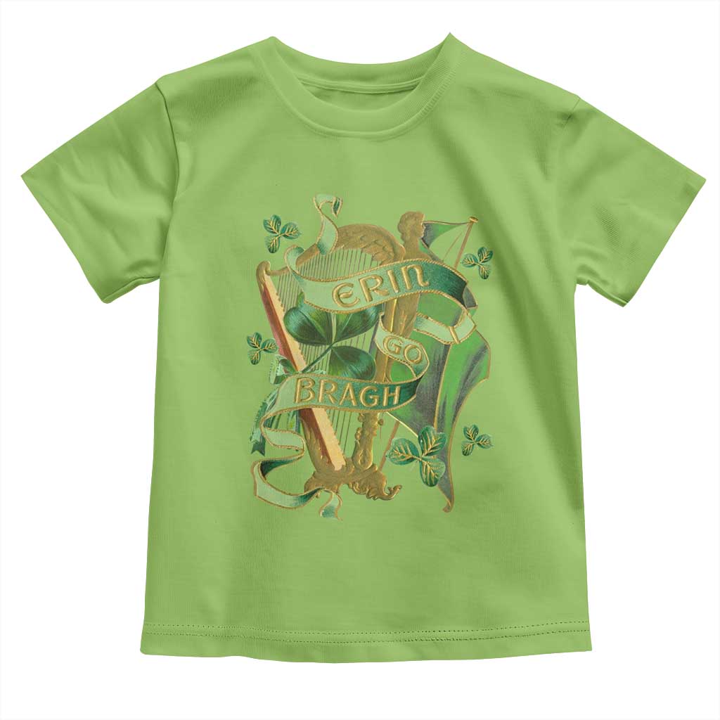 Irish Pride Toddler T Shirt Erin Go Bragh Harp Shamrock St Patrick's Day TS11 Lime Print Your Wear