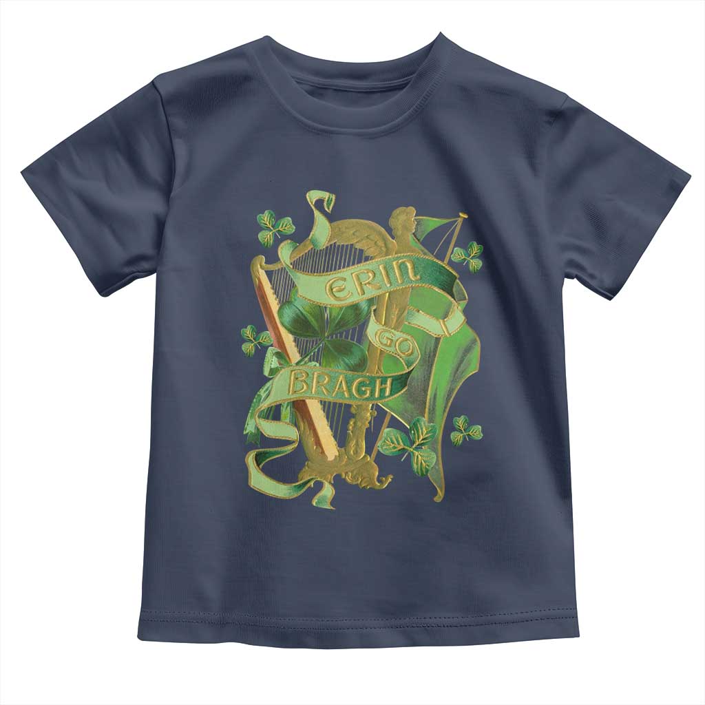 Irish Pride Toddler T Shirt Erin Go Bragh Harp Shamrock St Patrick's Day TS11 Navy Print Your Wear