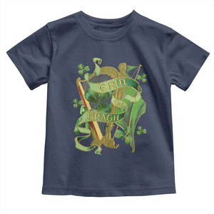 Irish Pride Toddler T Shirt Erin Go Bragh Harp Shamrock St Patrick's Day TS11 Navy Print Your Wear