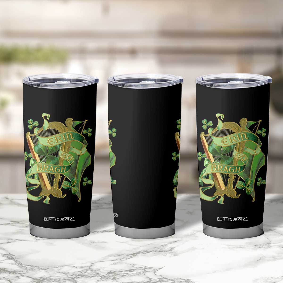 Irish Pride Tumbler Cup Erin Go Bragh Harp Shamrock St Patrick's Day TS11 Print Your Wear