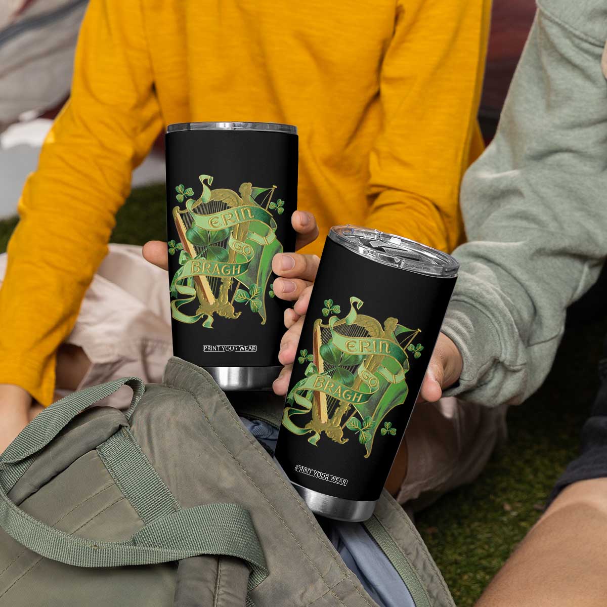 Irish Pride Tumbler Cup Erin Go Bragh Harp Shamrock St Patrick's Day TS11 Print Your Wear