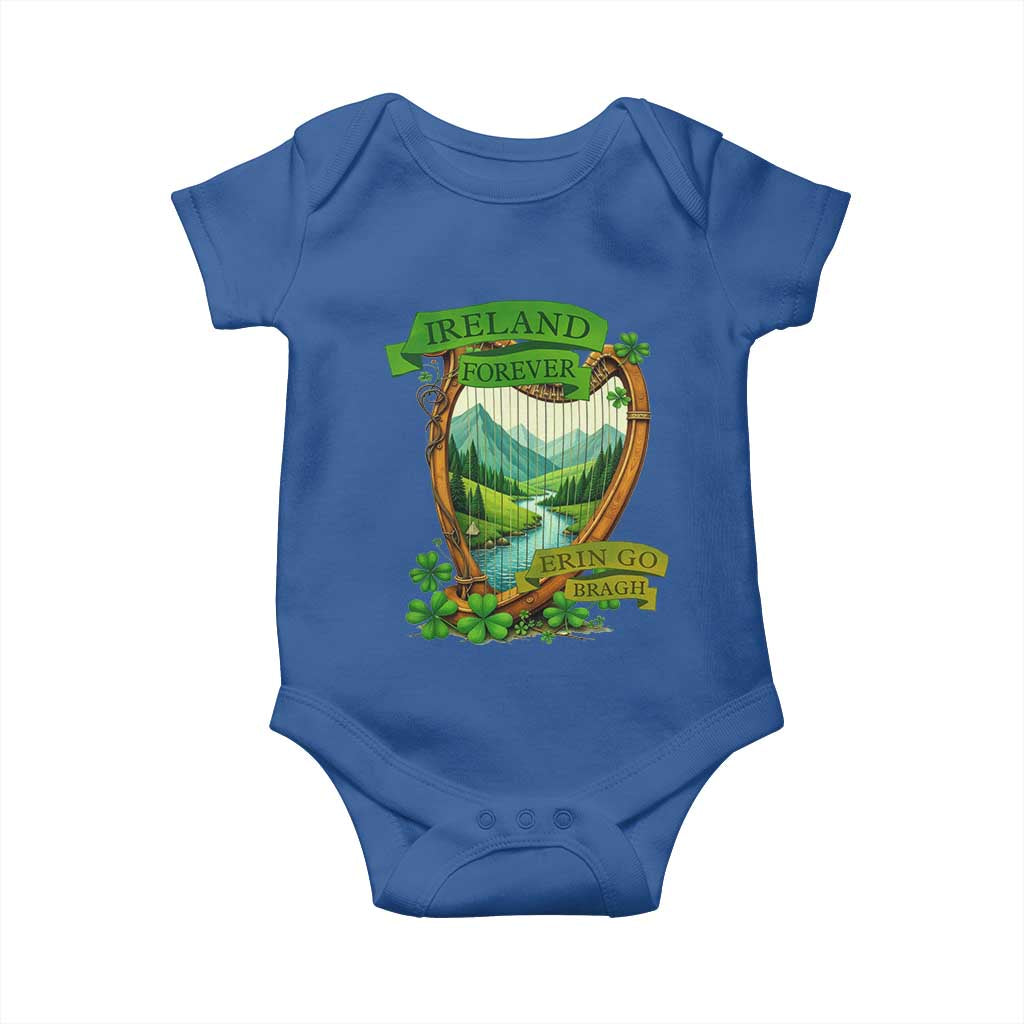 Irish Pride Baby Onesie Ireland Forever Erin Go Bragh Harp Shamrock TS11 Royal Blue Print Your Wear