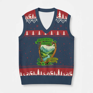 Irish Pride V-Neck Knit Sweater Vest Ireland Forever Erin Go Bragh Harp Shamrock TS11 Navy Red Print Your Wear