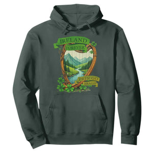 Irish Pride Hoodie Ireland Forever Erin Go Bragh Harp Shamrock TS11 Dark Forest Green Print Your Wear