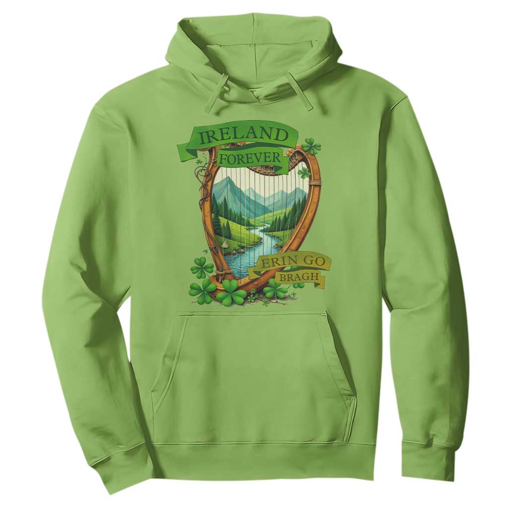 Irish Pride Hoodie Ireland Forever Erin Go Bragh Harp Shamrock TS11 Lime Print Your Wear