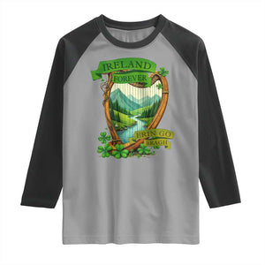 Irish Pride Raglan Shirt Ireland Forever Erin Go Bragh Harp Shamrock TS11 Sport Gray Black Print Your Wear