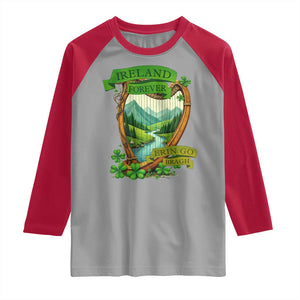 Irish Pride Raglan Shirt Ireland Forever Erin Go Bragh Harp Shamrock TS11 Sport Gray Red Print Your Wear