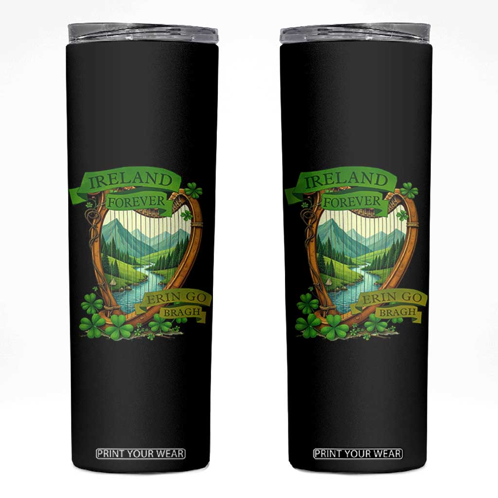 Irish Pride Skinny Tumbler Ireland Forever Erin Go Bragh Harp Shamrock TS11 Black Print Your Wear