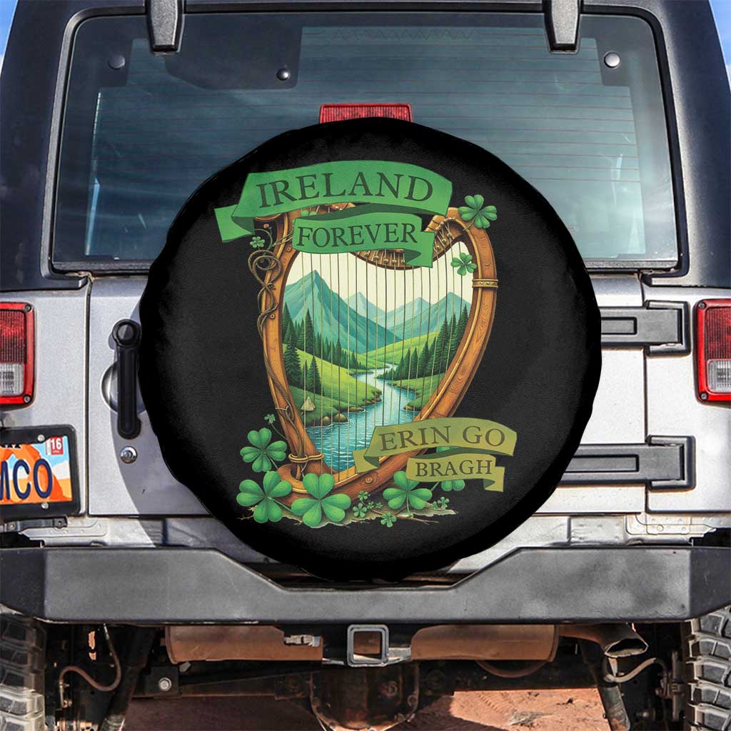 Irish Pride Spare Tire Cover Ireland Forever Erin Go Bragh Harp Shamrock TS11 No hole Black Print Your Wear