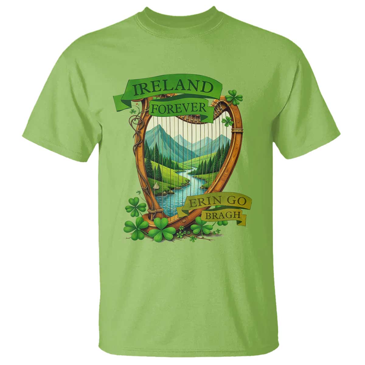 Irish Pride T Shirt Ireland Forever Erin Go Bragh Harp Shamrock TS11 Lime Print Your Wear