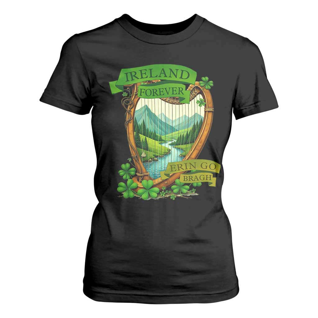 Irish Pride T Shirt For Women Ireland Forever Erin Go Bragh Harp Shamrock TS11 Black Print Your Wear