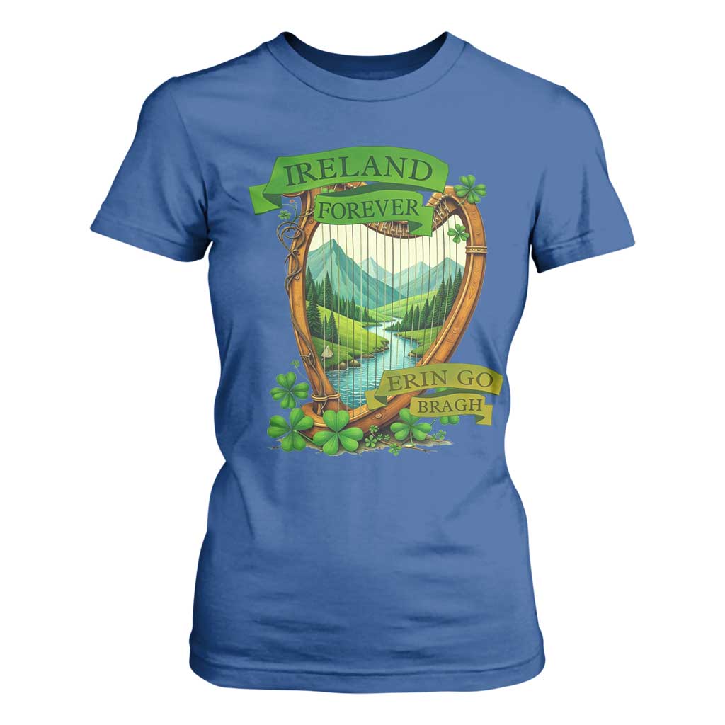 Irish Pride T Shirt For Women Ireland Forever Erin Go Bragh Harp Shamrock TS11 Royal Blue Print Your Wear
