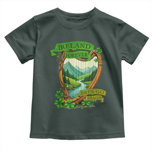 Irish Pride Toddler T Shirt Ireland Forever Erin Go Bragh Harp Shamrock TS11 Dark Forest Green Print Your Wear