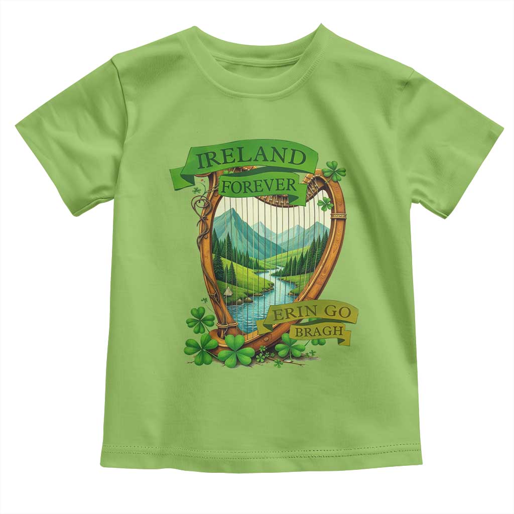 Irish Pride Toddler T Shirt Ireland Forever Erin Go Bragh Harp Shamrock TS11 Lime Print Your Wear