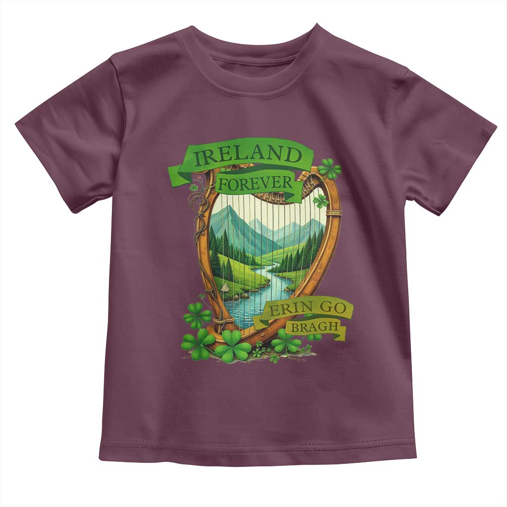 Irish Pride Toddler T Shirt Ireland Forever Erin Go Bragh Harp Shamrock TS11 Maroon Print Your Wear