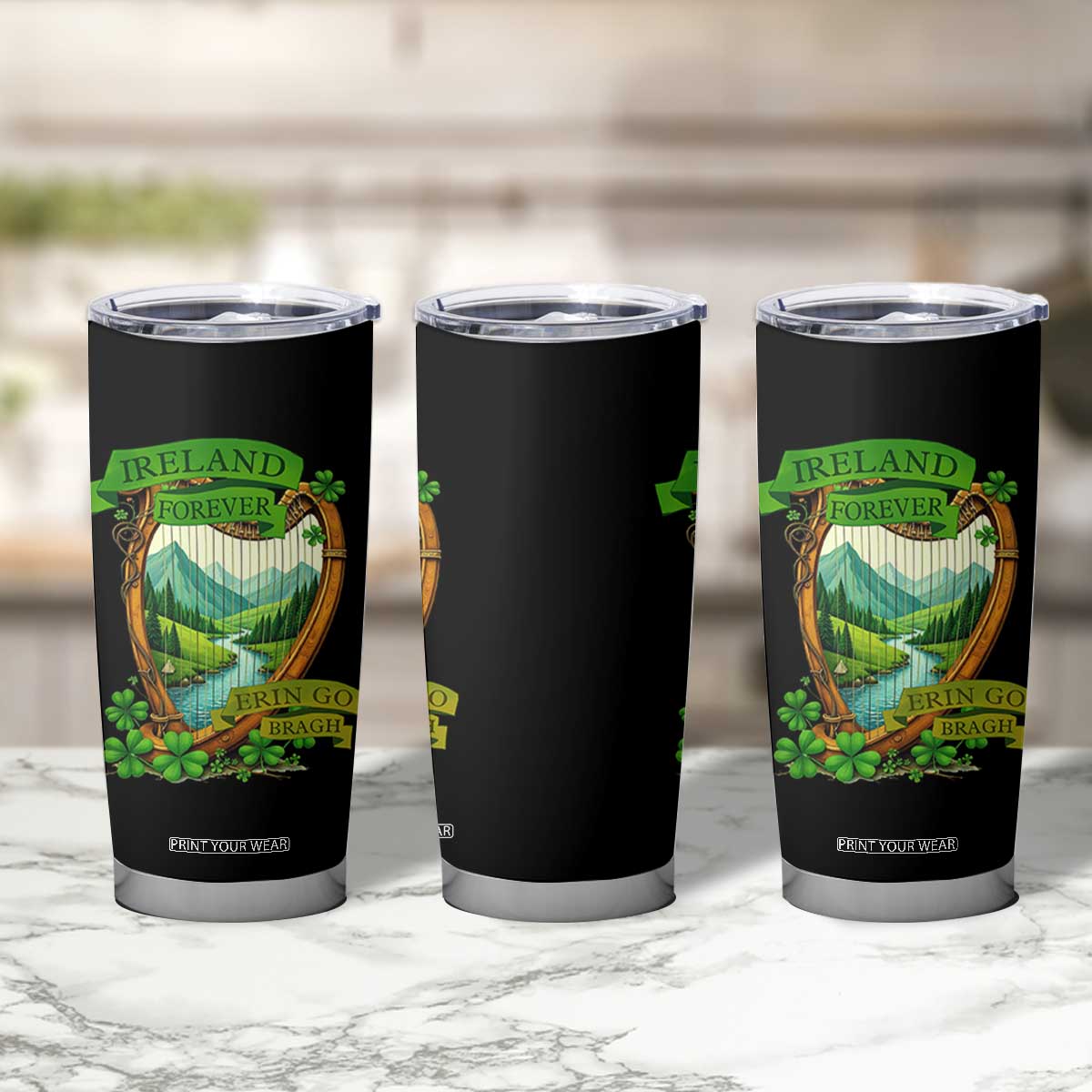 Irish Pride Tumbler Cup Ireland Forever Erin Go Bragh Harp Shamrock TS11 Print Your Wear