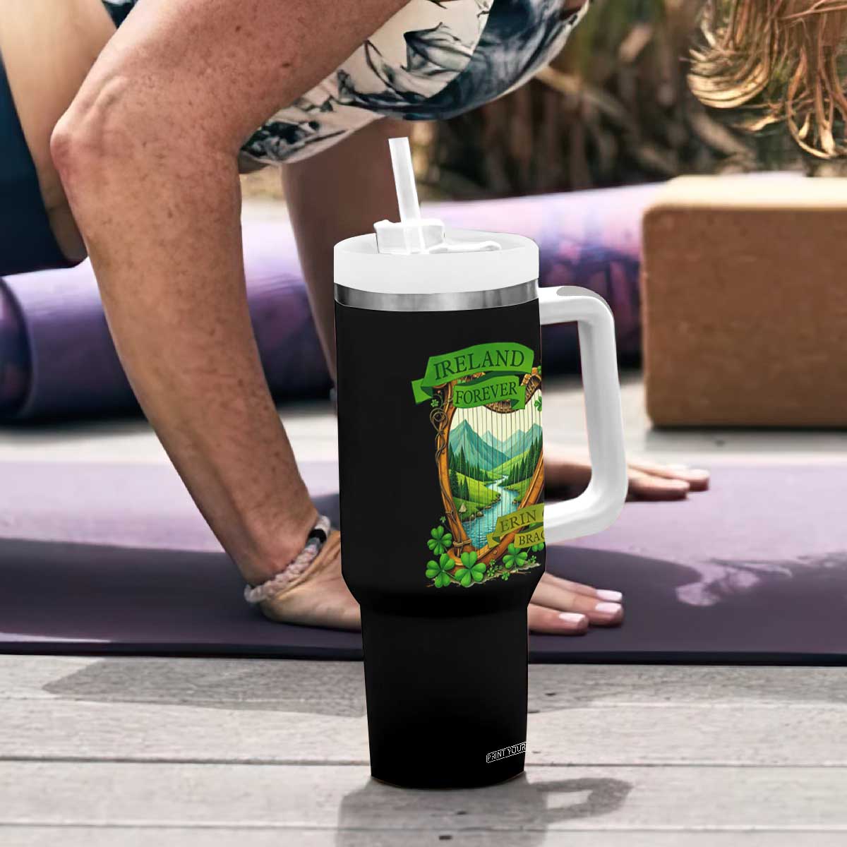Irish Pride Tumbler With Handle Ireland Forever Erin Go Bragh Harp Shamrock TS11 Print Your Wear