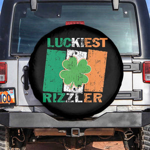 Funny St Patrick's Day Luckiest Rizzler Spare Tire Cover Vintage Ireland Flag Shamrock TS11 No hole Black Print Your Wear