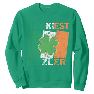 Funny St Patrick's Day Luckiest Rizzler Sweatshirt Vintage Ireland Flag Shamrock TS11 Irish Green Print Your Wear