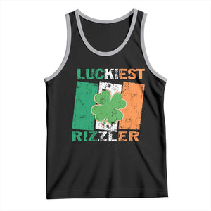 Funny St Patrick's Day Luckiest Rizzler Tank Top Vintage Ireland Flag Shamrock TS11 Black Athletic Heather Print Your Wear