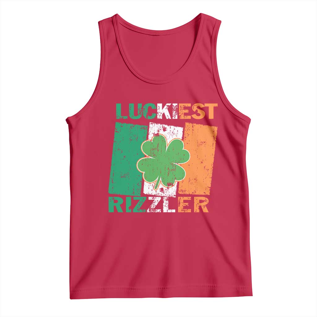 Funny St Patrick's Day Luckiest Rizzler Tank Top Vintage Ireland Flag Shamrock TS11 Red Print Your Wear