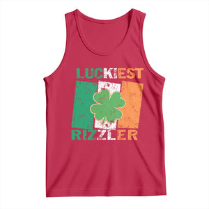 Funny St Patrick's Day Luckiest Rizzler Tank Top Vintage Ireland Flag Shamrock TS11 Red Print Your Wear