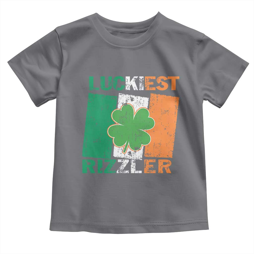 Funny St Patrick's Day Luckiest Rizzler Toddler T Shirt Vintage Ireland Flag Shamrock TS11 Charcoal Print Your Wear