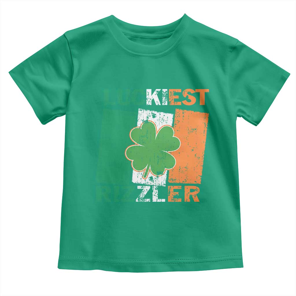 Funny St Patrick's Day Luckiest Rizzler Toddler T Shirt Vintage Ireland Flag Shamrock TS11 Irish Green Print Your Wear