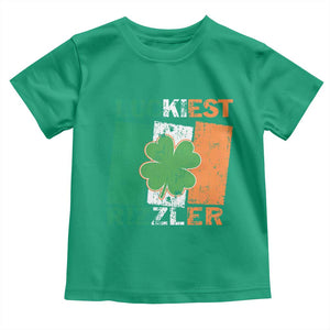 Funny St Patrick's Day Luckiest Rizzler Toddler T Shirt Vintage Ireland Flag Shamrock TS11 Irish Green Print Your Wear