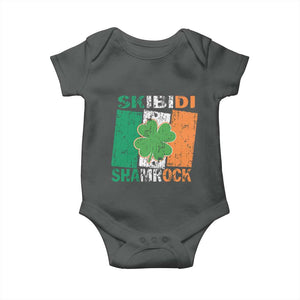 Funny St Patrick's Day Skibidi Shamrock Baby Onesie Vintage Ireland Flag Shamrock TS11 Dark Heather Print Your Wear