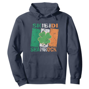 Funny St Patrick's Day Skibidi Shamrock Hoodie Vintage Ireland Flag Shamrock TS11 Navy Print Your Wear