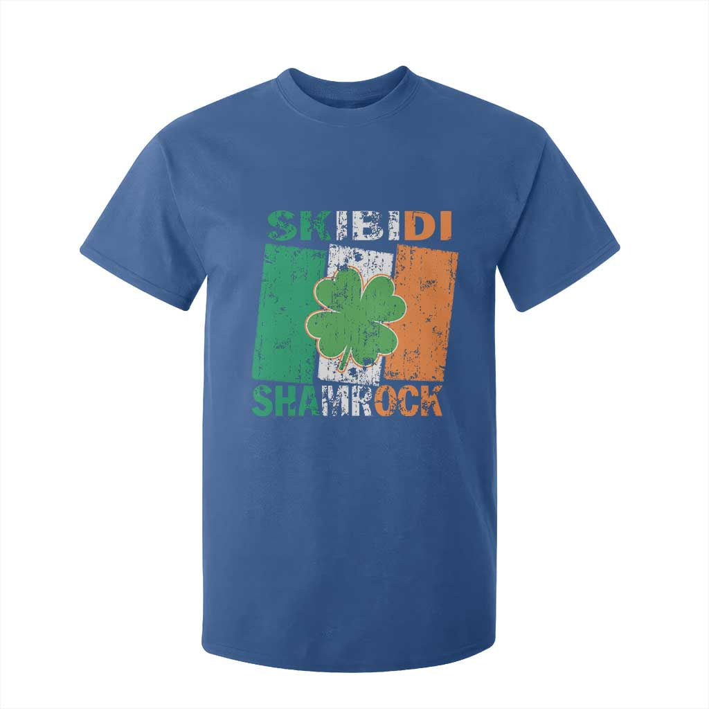 Funny St Patrick's Day Skibidi Shamrock T Shirt For Kid Vintage Ireland Flag Shamrock TS11 Royal Blue Print Your Wear