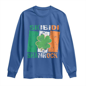 Funny St Patrick's Day Skibidi Shamrock Long Sleeve Shirt Vintage Ireland Flag Shamrock TS11 Royal Blue Print Your Wear