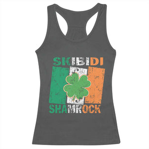 Funny St Patrick's Day Skibidi Shamrock Racerback Tank Top Vintage Ireland Flag Shamrock TS11 Dark Heather Print Your Wear