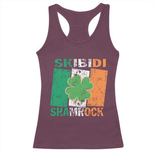 Funny St Patrick's Day Skibidi Shamrock Racerback Tank Top Vintage Ireland Flag Shamrock TS11 Maroon Print Your Wear