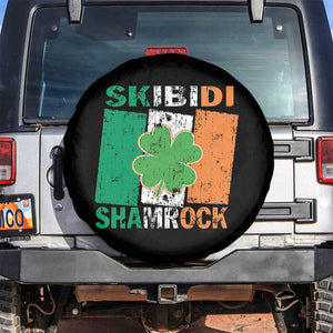 Funny St Patrick's Day Skibidi Shamrock Spare Tire Cover Vintage Ireland Flag Shamrock TS11 No hole Black Print Your Wear