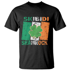 Funny St Patrick's Day Skibidi Shamrock T Shirt Vintage Ireland Flag Shamrock TS11 Black Print Your Wear
